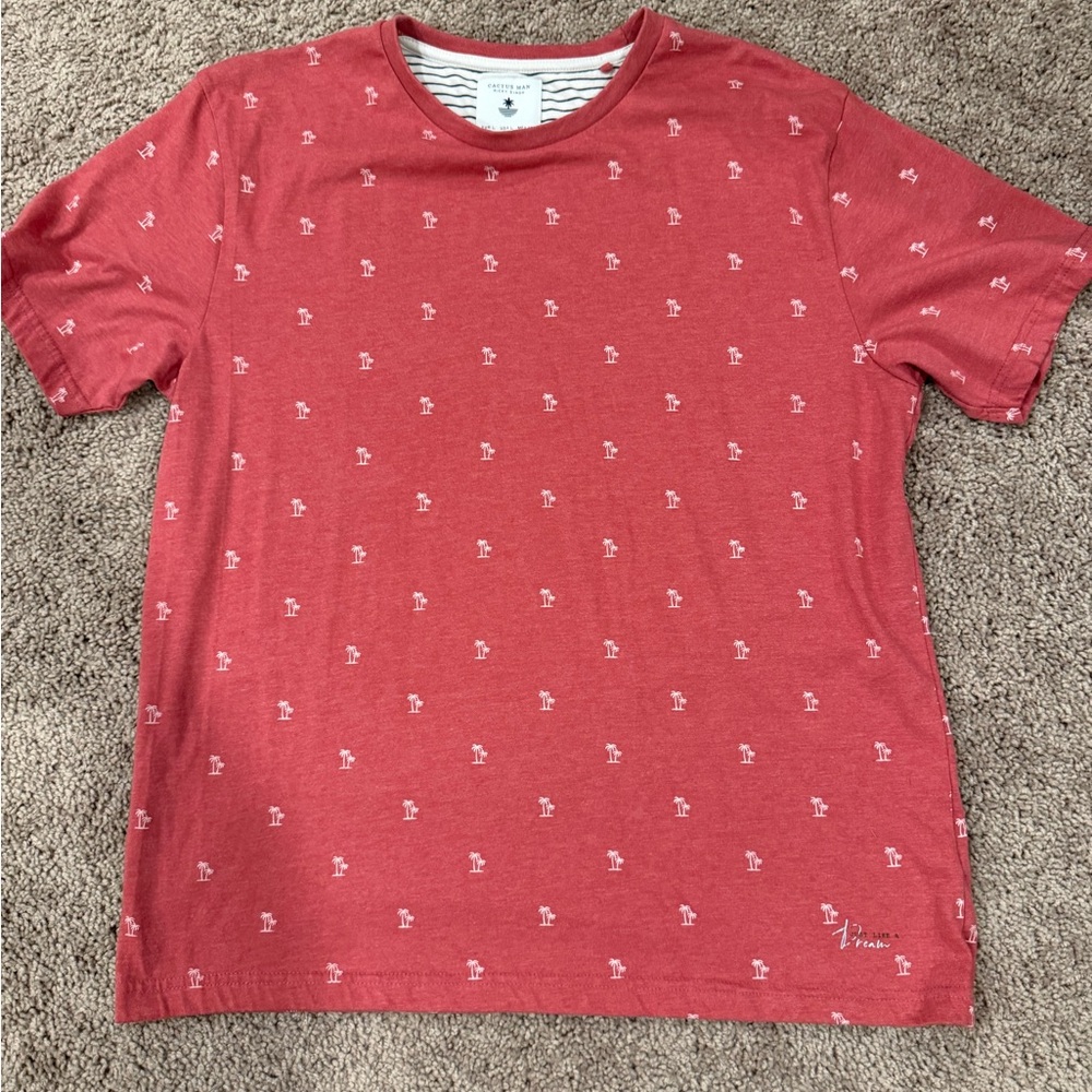 Cactus Red Patterned Short Sleeve Tee